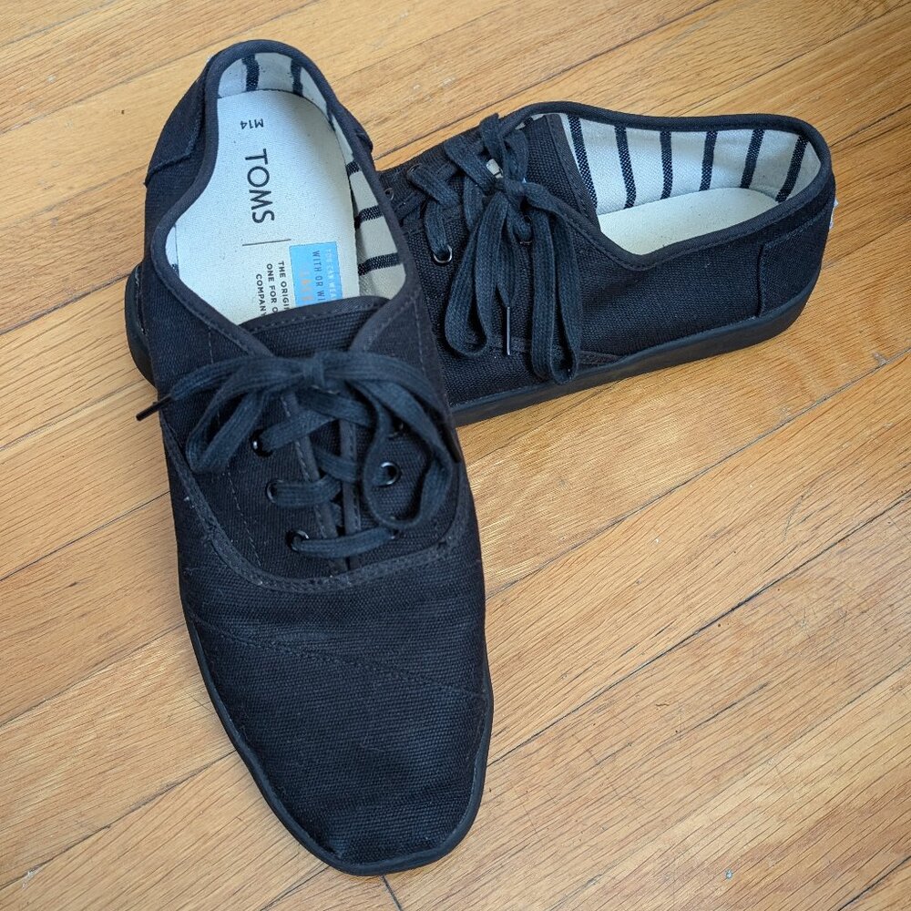 New Tom's Canvas Cordones All Back Lace Up Shoes Men US 14